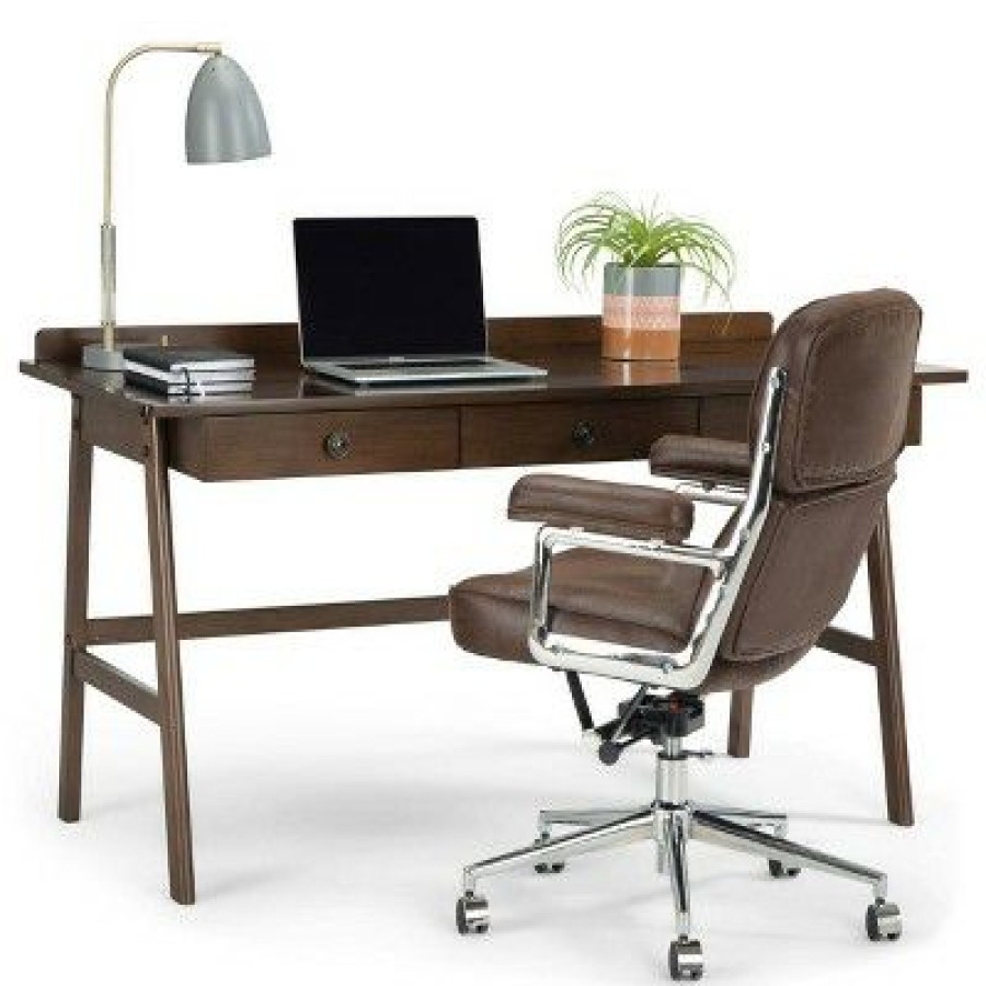 Executive Desks * | 60" Lisa Desk Natural Aged Brown Wyndenhall