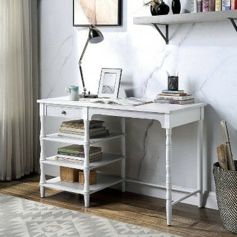 Executive Desks * | Tamador Multi Shelf Computer Desk White Homes: Inside + Out