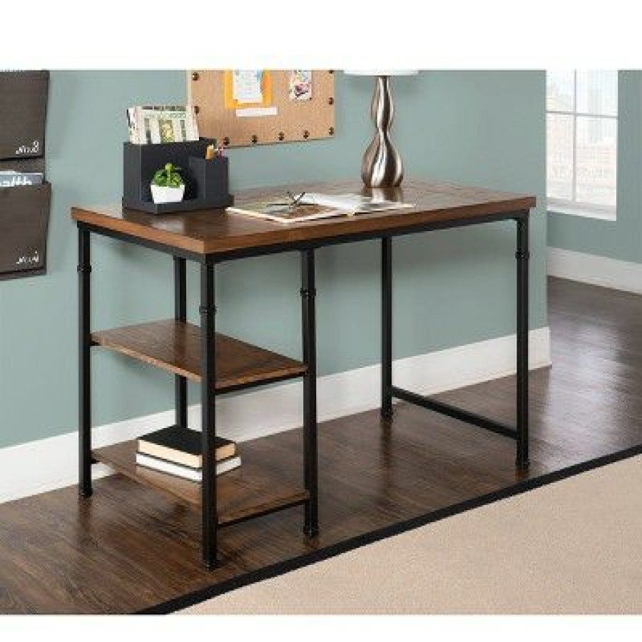 Executive Desks * | Austin 2 Shelf Desk Brown Linon