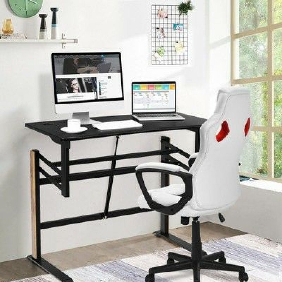 Executive Desks * | Costway Pneumatic Height Adjustable Standing Desk Sit To Stand Computer Desk Workstaion