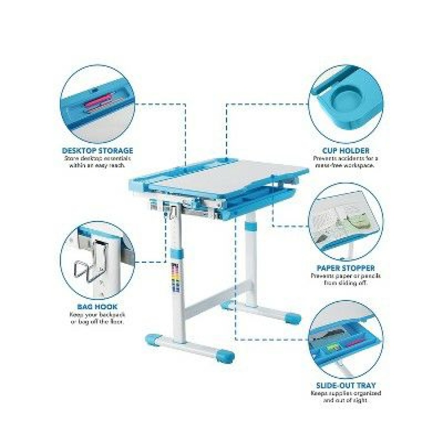 Executive Desks * | Mount-It! 26 Kid'S Desk With Chair Blue (Mi-10202)