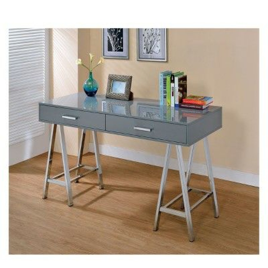 Executive Desks * | Aleman Contemporary Writing Desk Gray Homes: Inside + Out