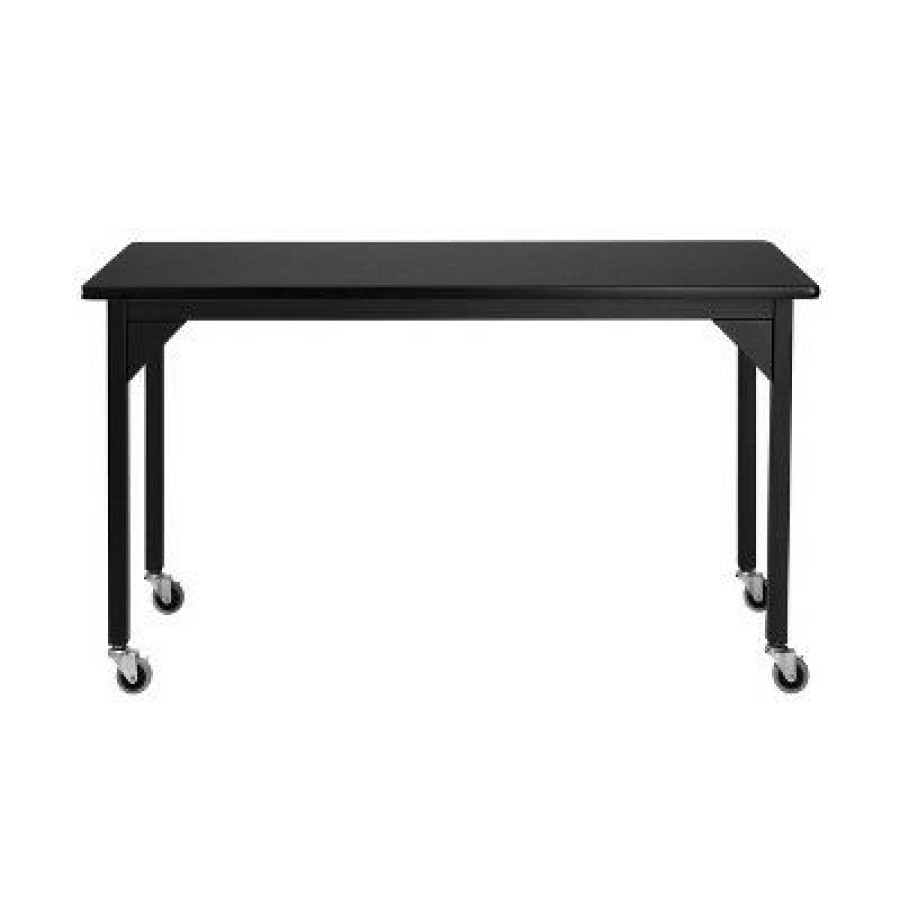 Drafting Tables * | Heavy Duty Table With Casters And Gussets Black Frame/Black Top National Public Seating