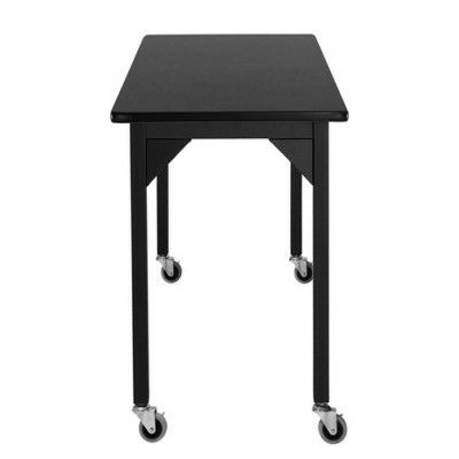 Drafting Tables * | Heavy Duty Table With Casters And Gussets Black Frame/Black Top National Public Seating