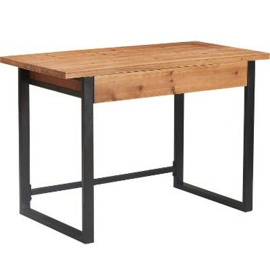 Executive Desks * | Leighton Writing Desk Wood And Black Metal Serta