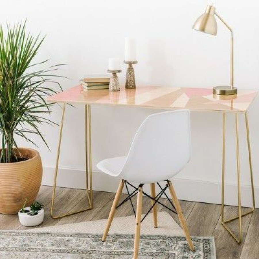 Executive Desks * | Allyson Johnson Blush Mod Pink And Black Desk Deny Designs