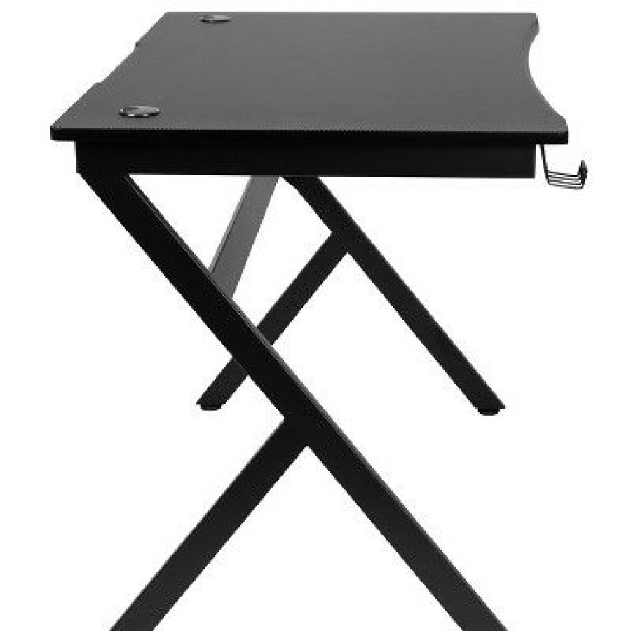 Computer Desks * | Flash Furniture Gaming Desk 45.25 X 29 Computer Table Gamer Workstation With Headphone Holder And 2 Cable Management Holes