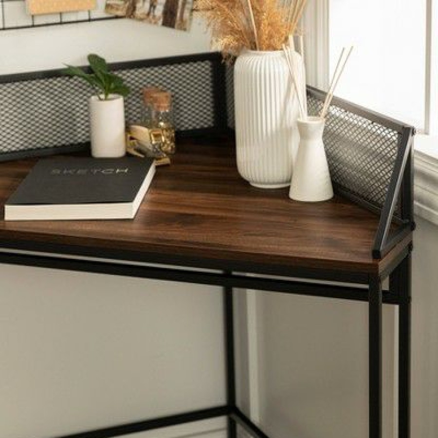 Corner Desks * | Urban Industrial Corner Desk With Pen Storage Saracina Home