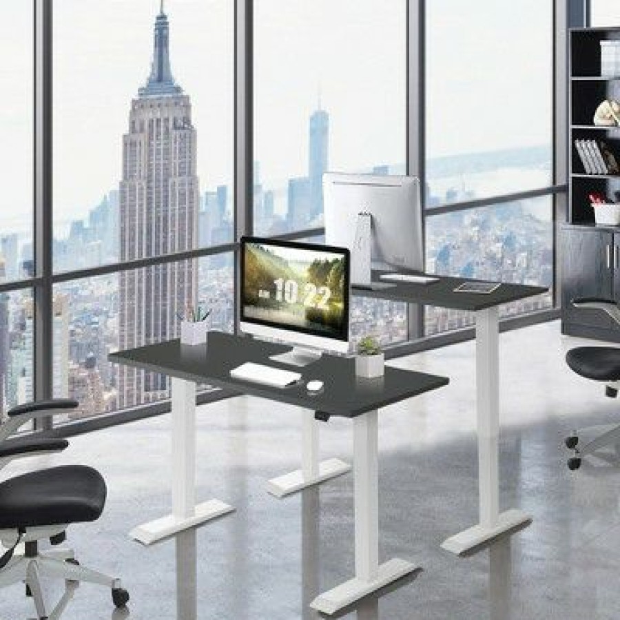 Executive Desks * | Costway 48" Electric Sit To Stand Desk Adjustable Standing Workstation W/Control