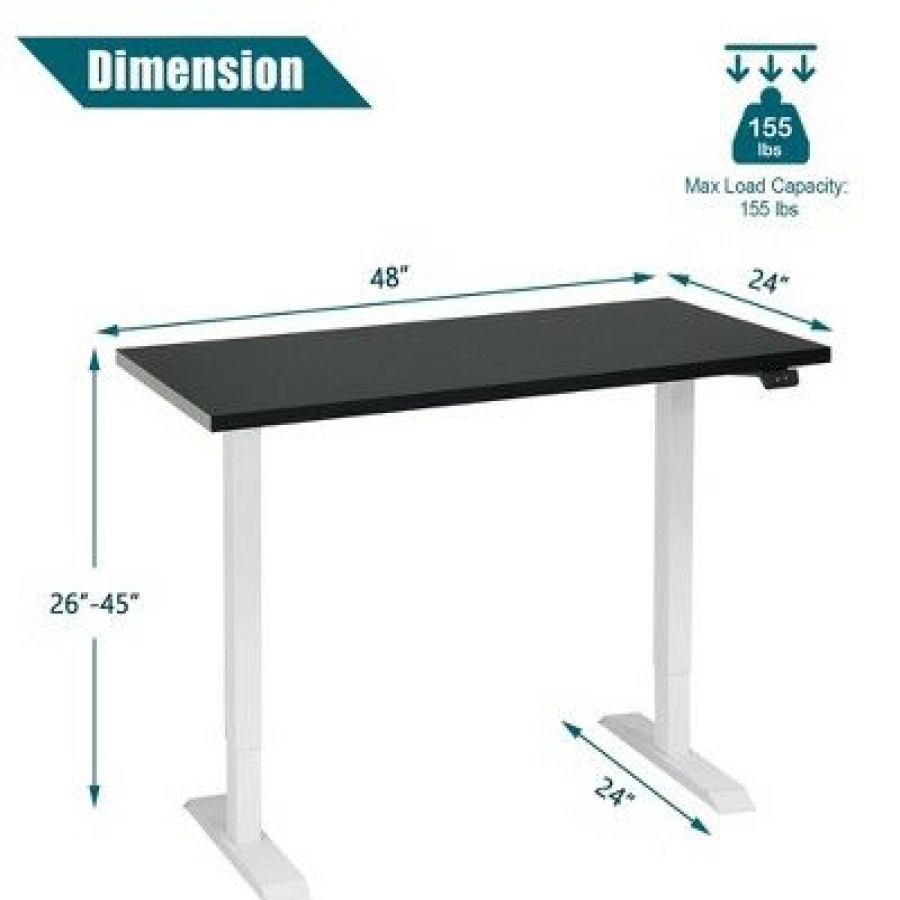 Executive Desks * | Costway 48" Electric Sit To Stand Desk Adjustable Standing Workstation W/Control