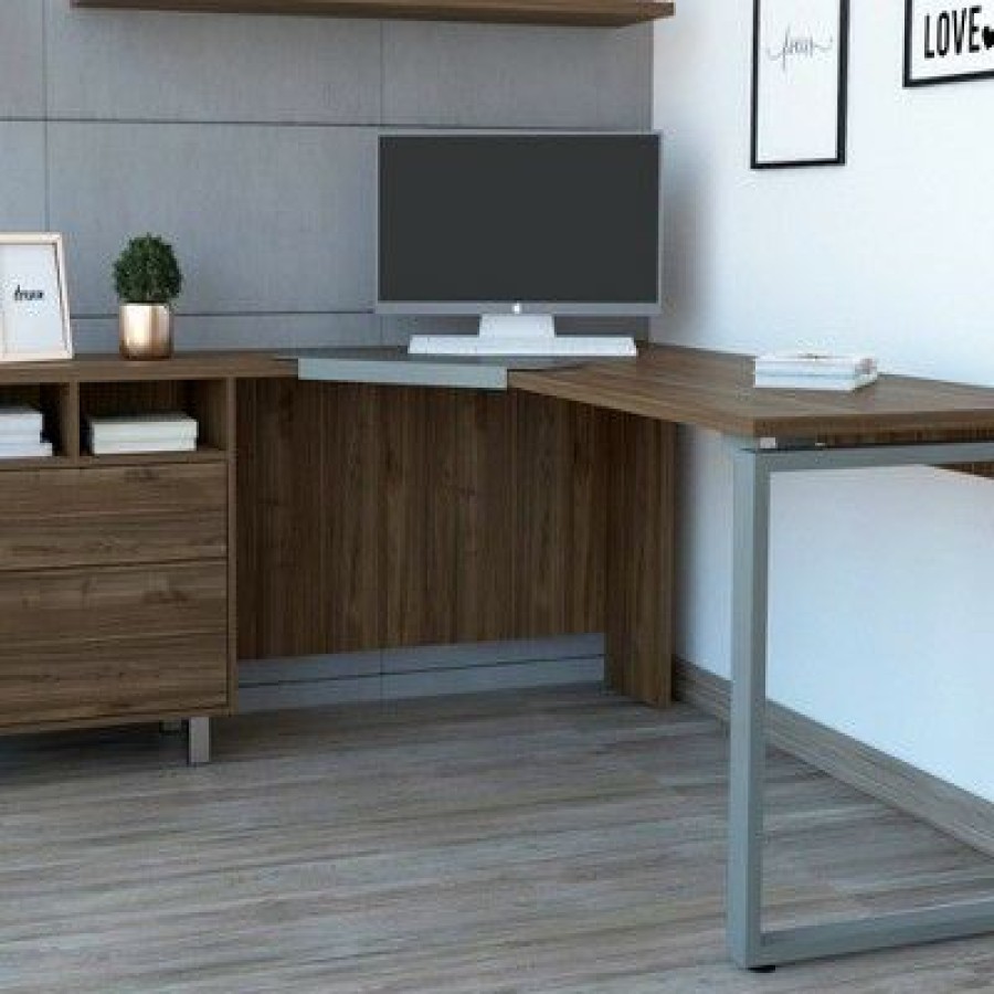 Executive Desks * | Emery 3 Drawer Desk Brown Rst Brands