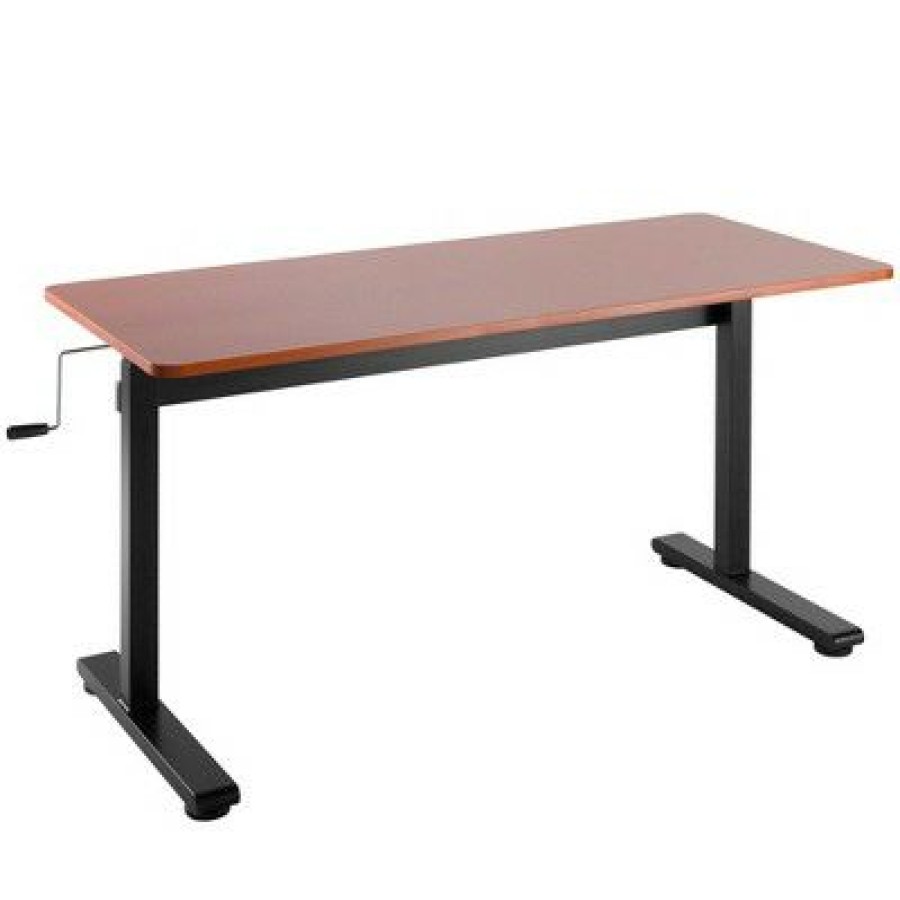 Executive Desks * | Tranzendesk Standing Desk 55 Manual Height Adjustable Workstation Cherry Stand Steady