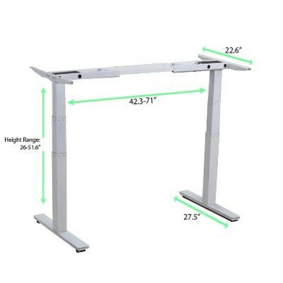 Executive Desks * | Uncaged Ergonomics Rise Up Electric Adjustable Height Steel Ergonomic Sit Stand Office Desk White