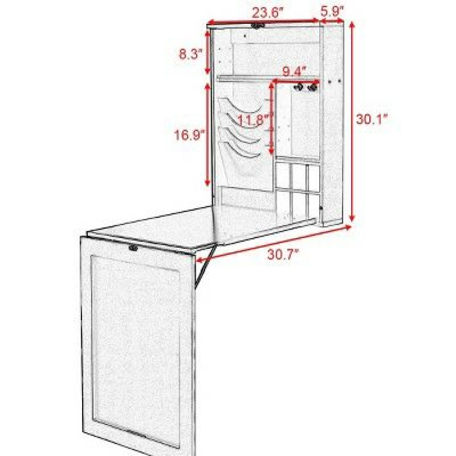 Executive Desks * | Costway Wall Mounted Table Convertible Desk Fold Out Space Saver Chalkboard Black