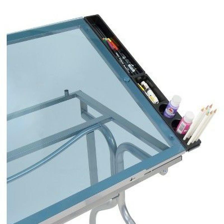 Drafting Tables * | Studio Designs Folding Craft Station Silver/Blue Glass