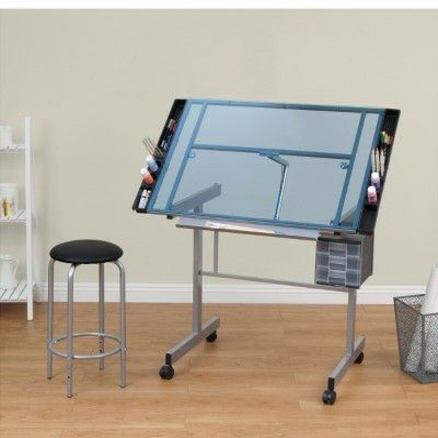 Drafting Tables * | Craft Desk Light Silver Studio Designs