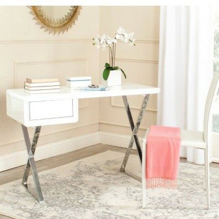 Executive Desks * | Philip Writing Desk White Safavieh