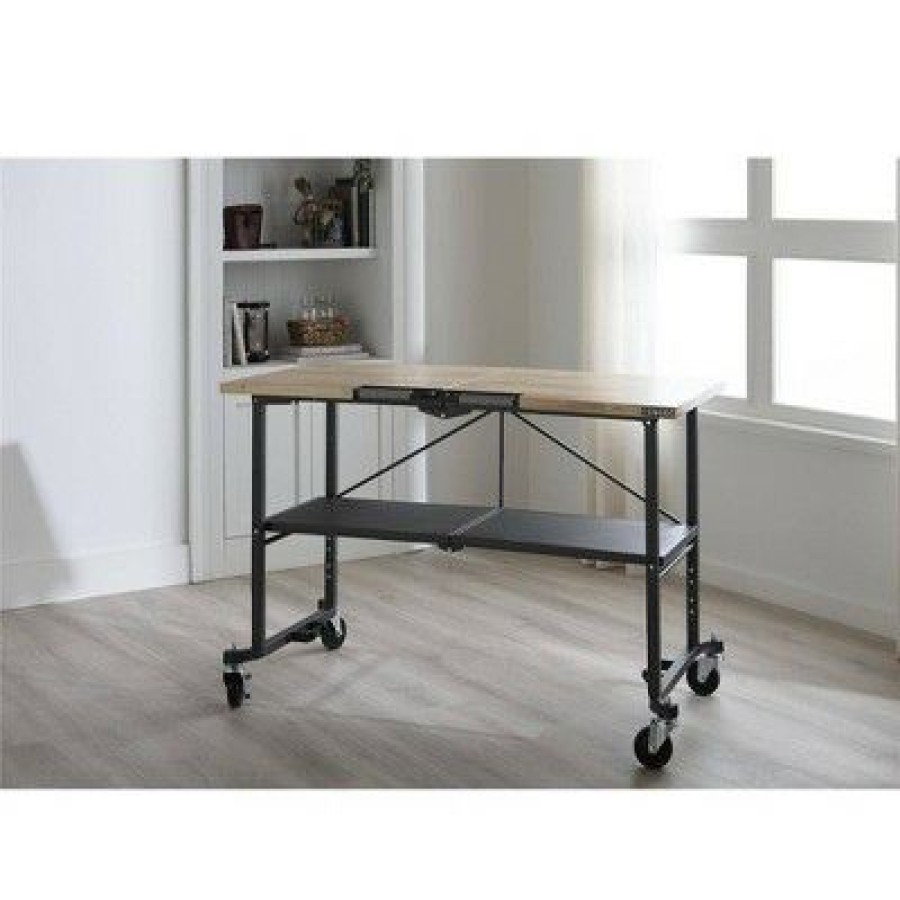 Computer Desks * | Room & Joy Portable Workbench /Craft Desk/ Folding Utility Table Steel Gray Room & Joy