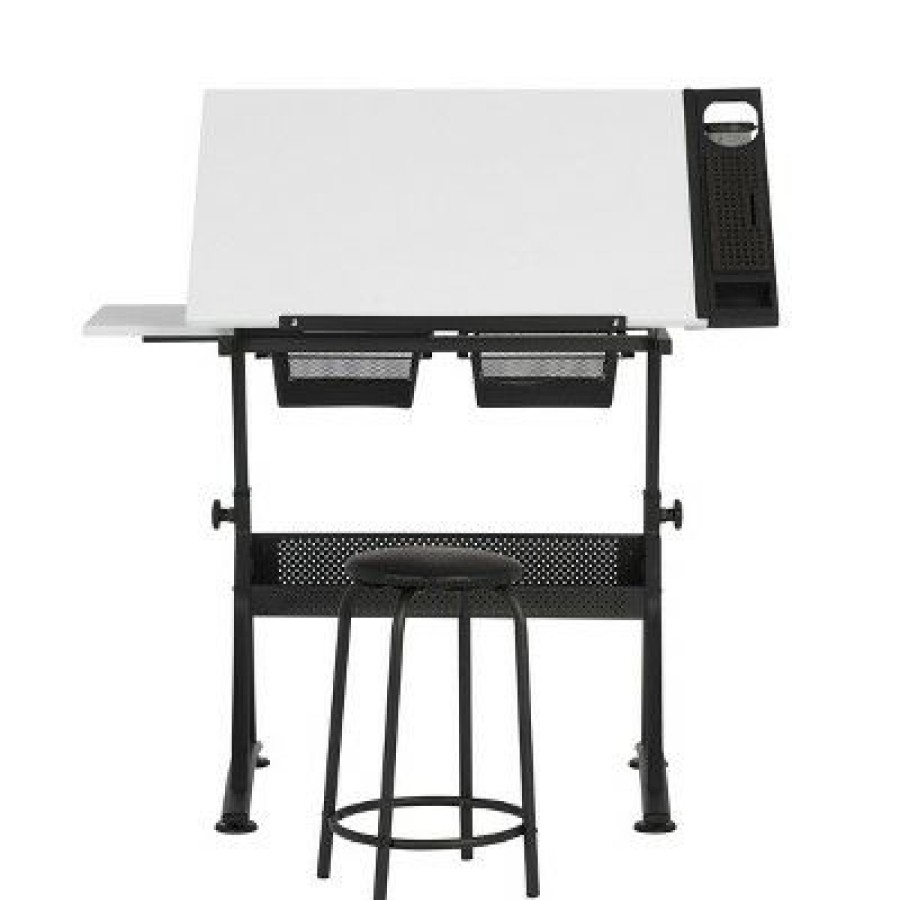 Drafting Tables * | 2Pc Fusion Craft Center Black/White Studio Designs