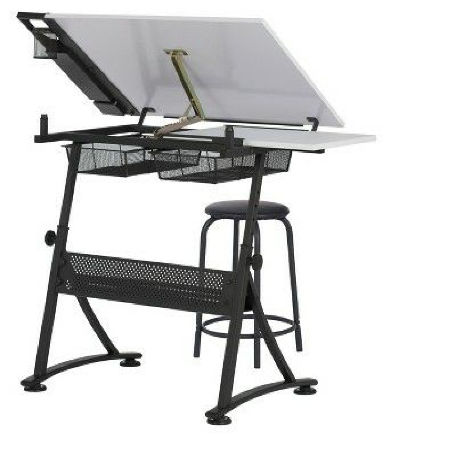 Drafting Tables * | 2Pc Fusion Craft Center Black/White Studio Designs