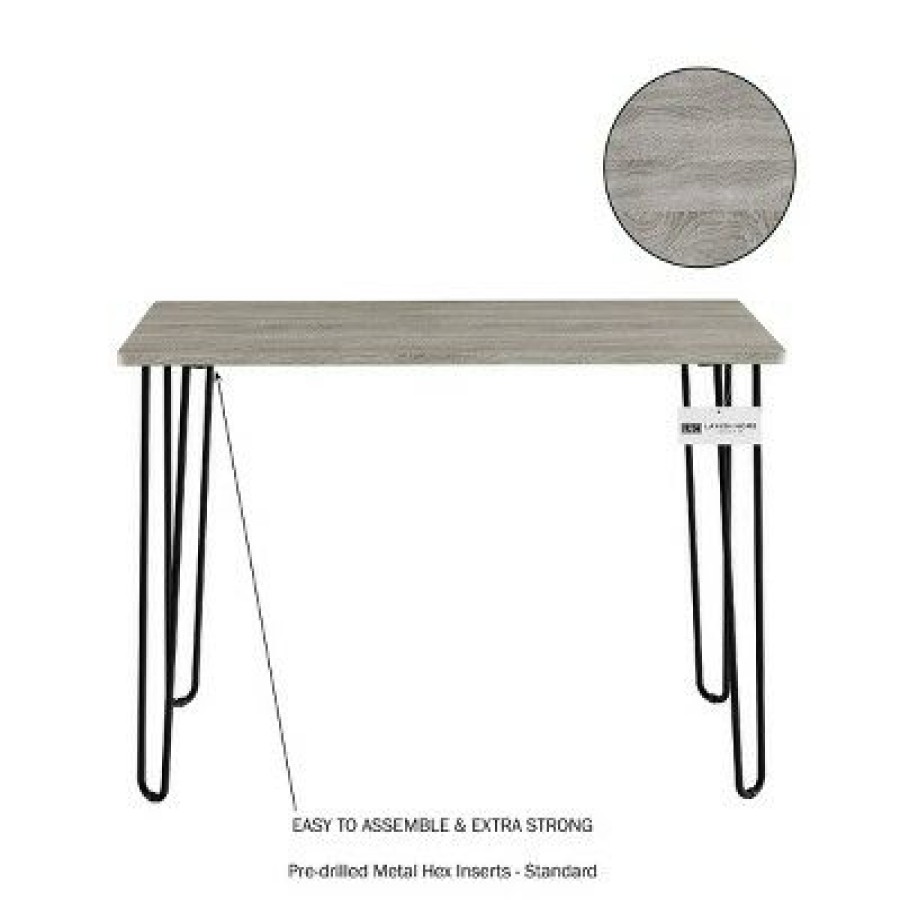 Executive Desks * | Hastings Home Desk With Hairpin Legs Woodgrain Look, Steel Accents