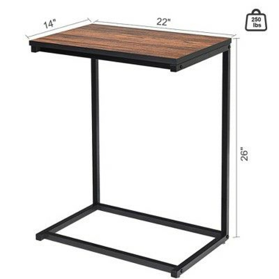 Executive Desks * | Costway 22"X14"X26" Sofa Side End Table Laptop Holder Multiple Stand Desk Brown