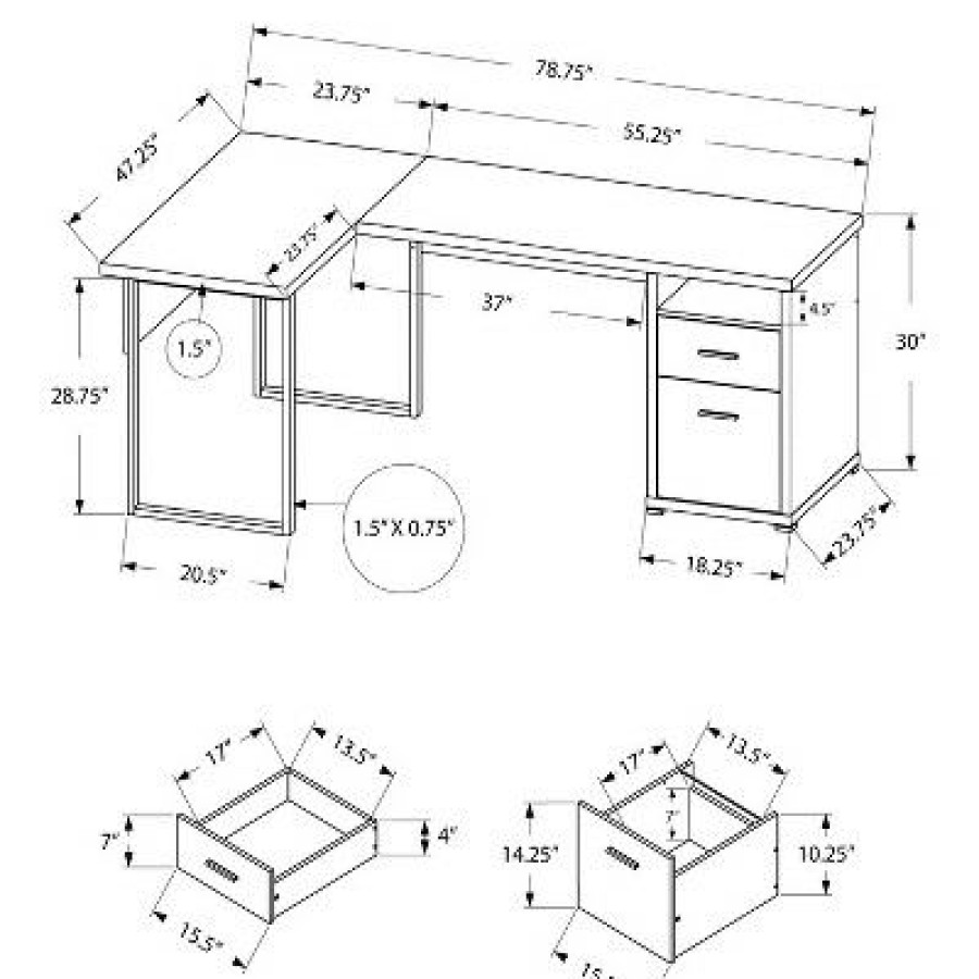 Executive Desks * | Monarch Specialties 80 Modern Home Office Computer Desk With Drawers, White