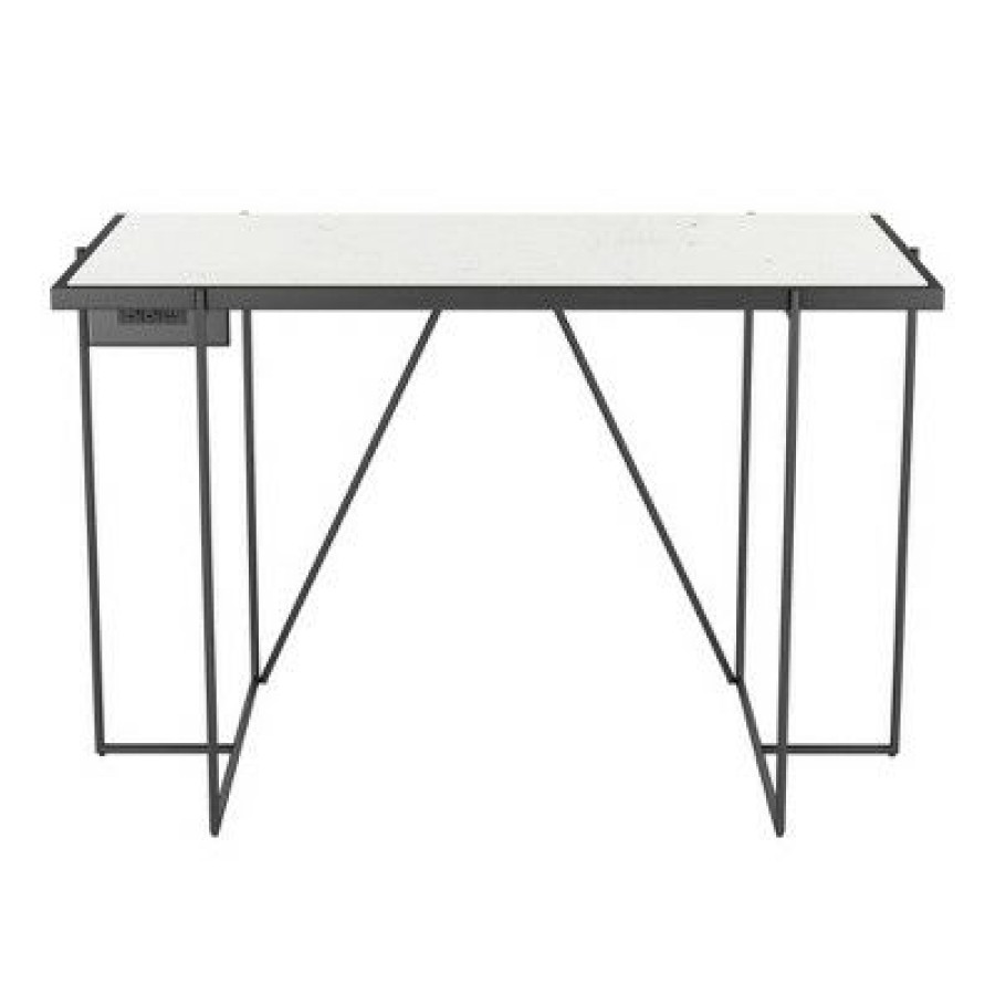 Executive Desks * | Valencia Marble Desk White/Matte Black Zm Home