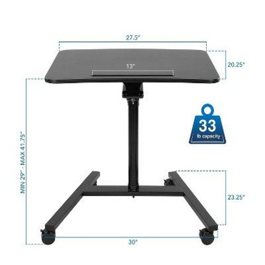 Executive Desks * | Mount-It! 29 -42 Adjustable Mobile Desk Black (Mi-7969)