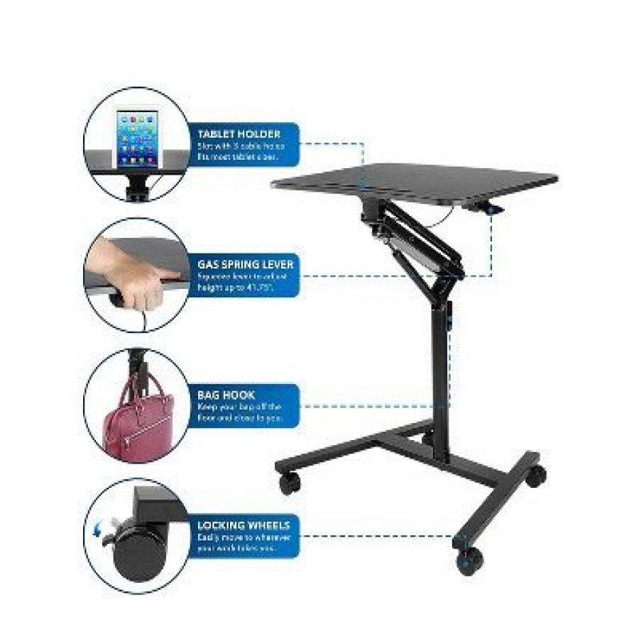 Executive Desks * | Mount-It! 29 -42 Adjustable Mobile Desk Black (Mi-7969)