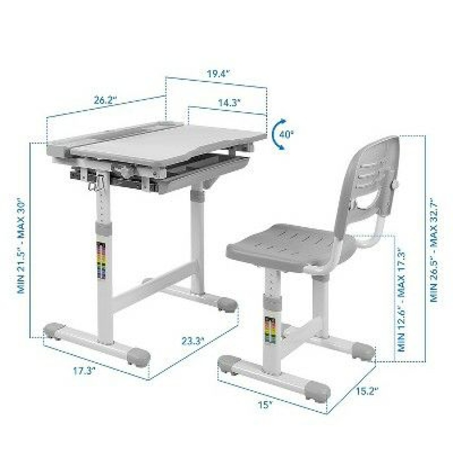 Executive Desks * | Mount-It! 26 Kid'S Desk With Chair Gray (Mi-10201)