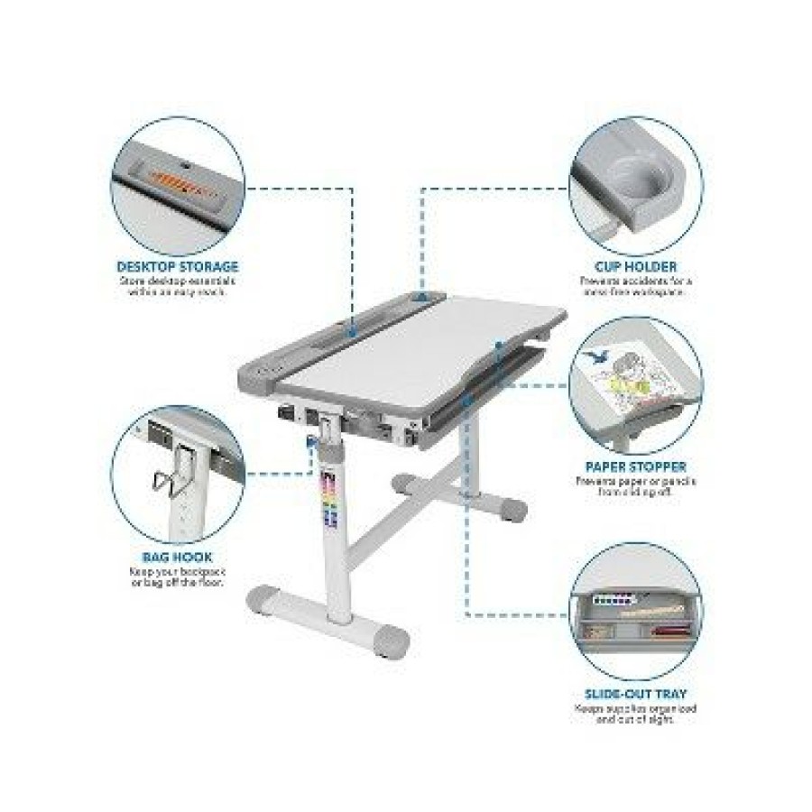 Executive Desks * | Mount-It! 26 Kid'S Desk With Chair Gray (Mi-10201)