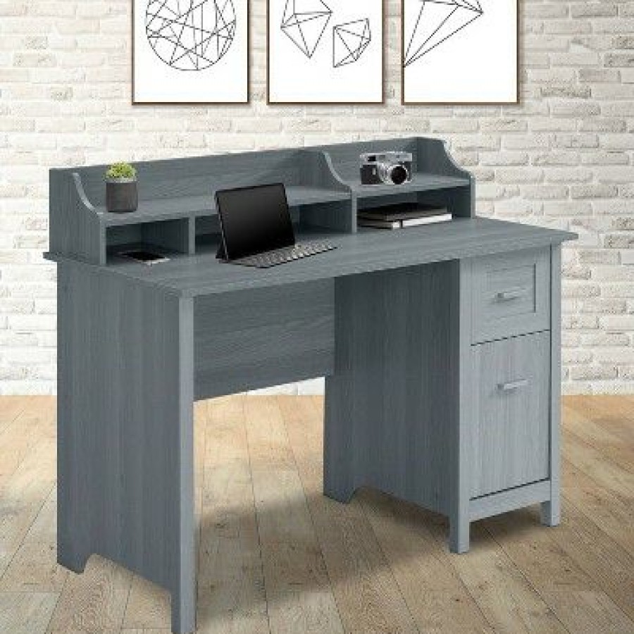 Executive Desks * | Classic Office Desk With Storage Gray Techni Mobili