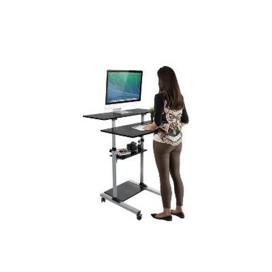 Executive Desks * | Mount-It! 37 -55 Plastic/Steel Adjustable Desk Black/Gray Mi-7970