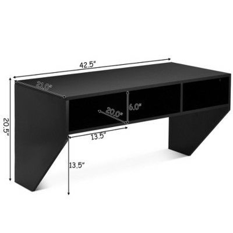 Executive Desks * | Costway Wall Mounted Floating Computer Table Sturdy Desk Home Office Furni Storag Shelf