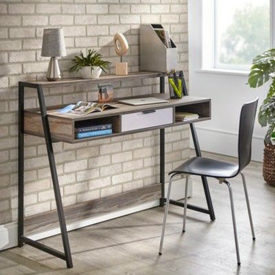 Executive Desks * | Sahana Desk Black/Driftwood Buylateral