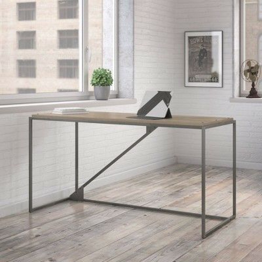 Executive Desks * | Refinery Industrial Desk In Rustic Gray Bush Furniture