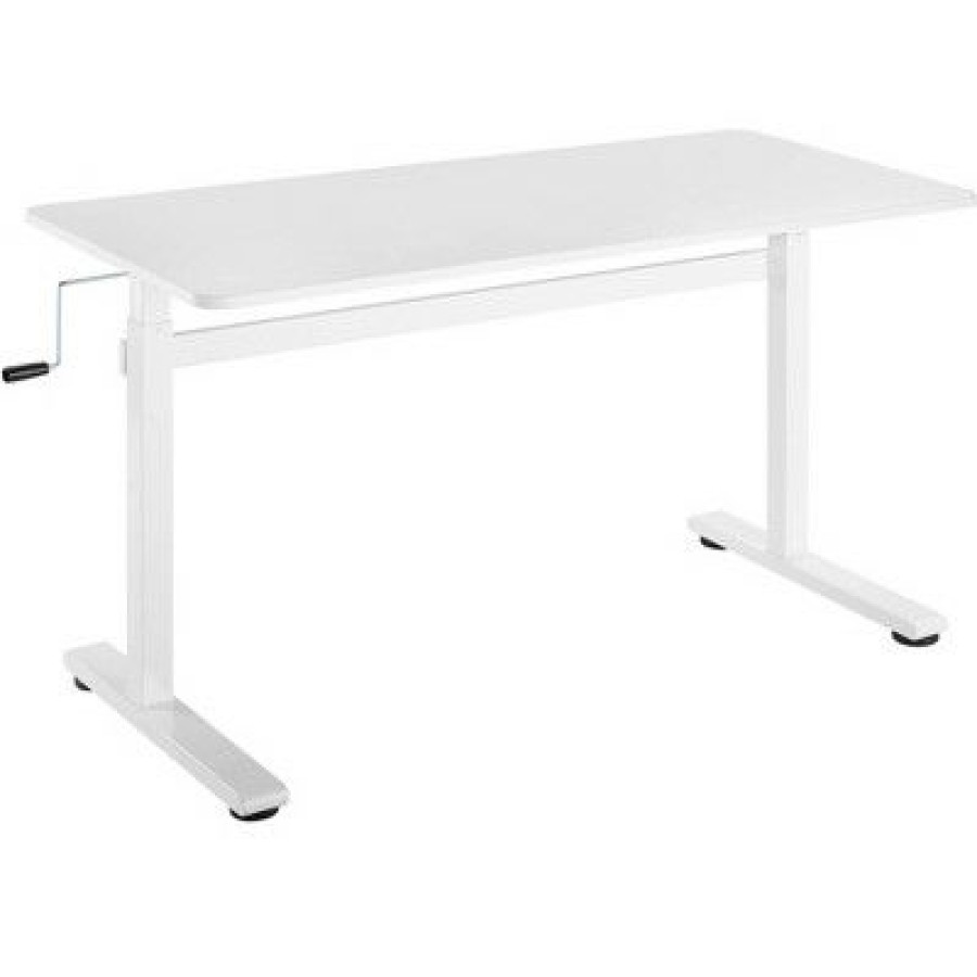 Executive Desks * | Tranzendesk Standing Desk 55 Manual Height Adjustable Workstation White Stand Steady