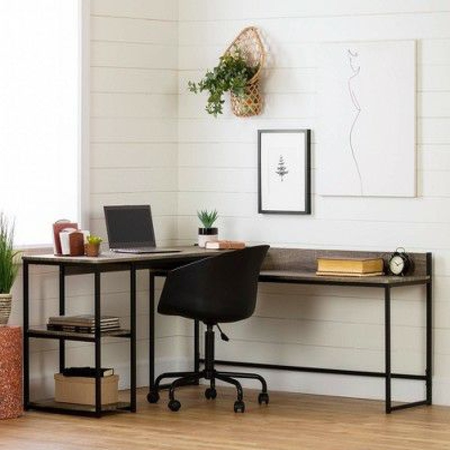 Executive Desks * | Evane L Shaped Desk Oak Camel South Shore