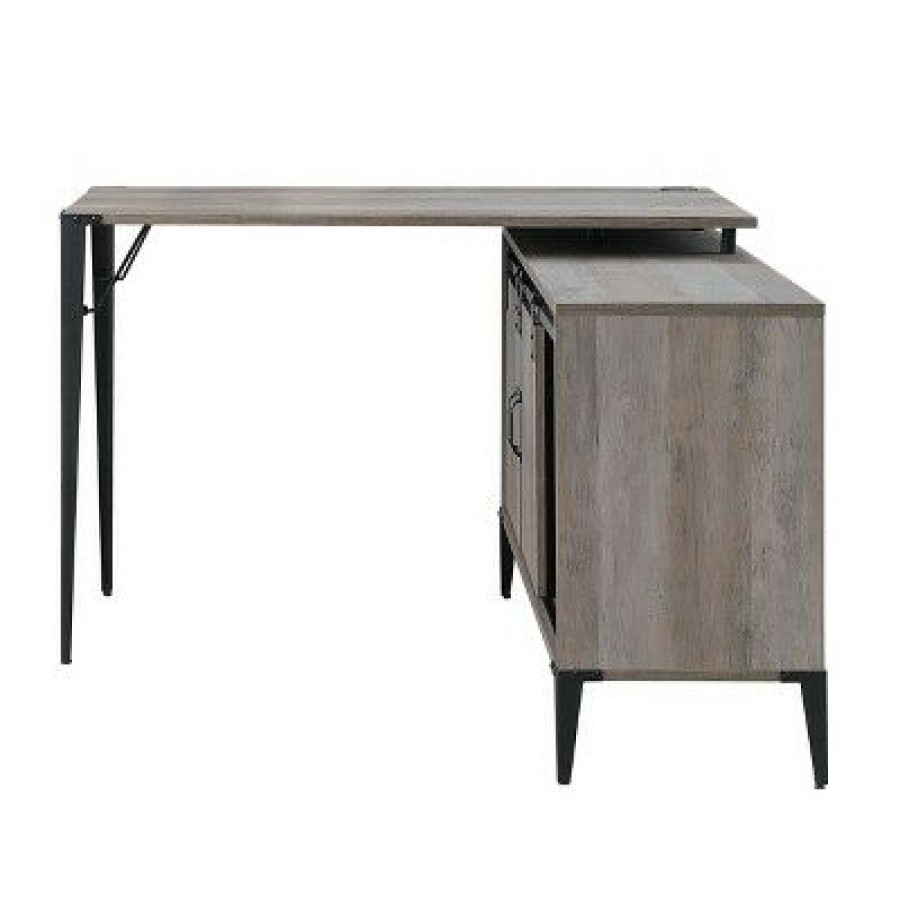 Executive Desks * | Zakwani Writing Desk With Usb Gray Oak/Black Finish Acme Furniture