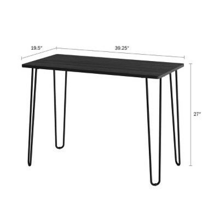 Executive Desks * | Lavish Home Desk With Hairpin Legs, Woodgrain-Look And Steel Accent, Black