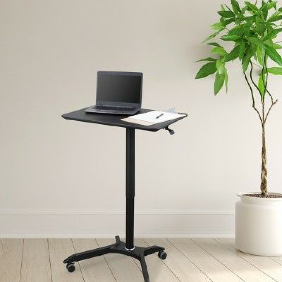 Executive Desks * | Stand Up Desk Store Pneumatic Adjustable Height Rolling Mobile Laptop Standing Desk Cart