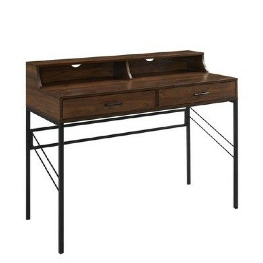 Executive Desks * | 2 Drawer Writing Desk With Storage Hutch Saracina Home