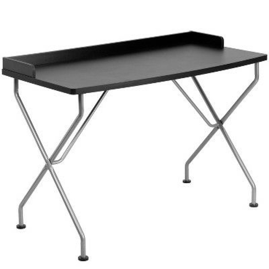 Executive Desks * | Computer Desk With Frame Black Laminate Top/Silver Frame Riverstone Furniture Collection