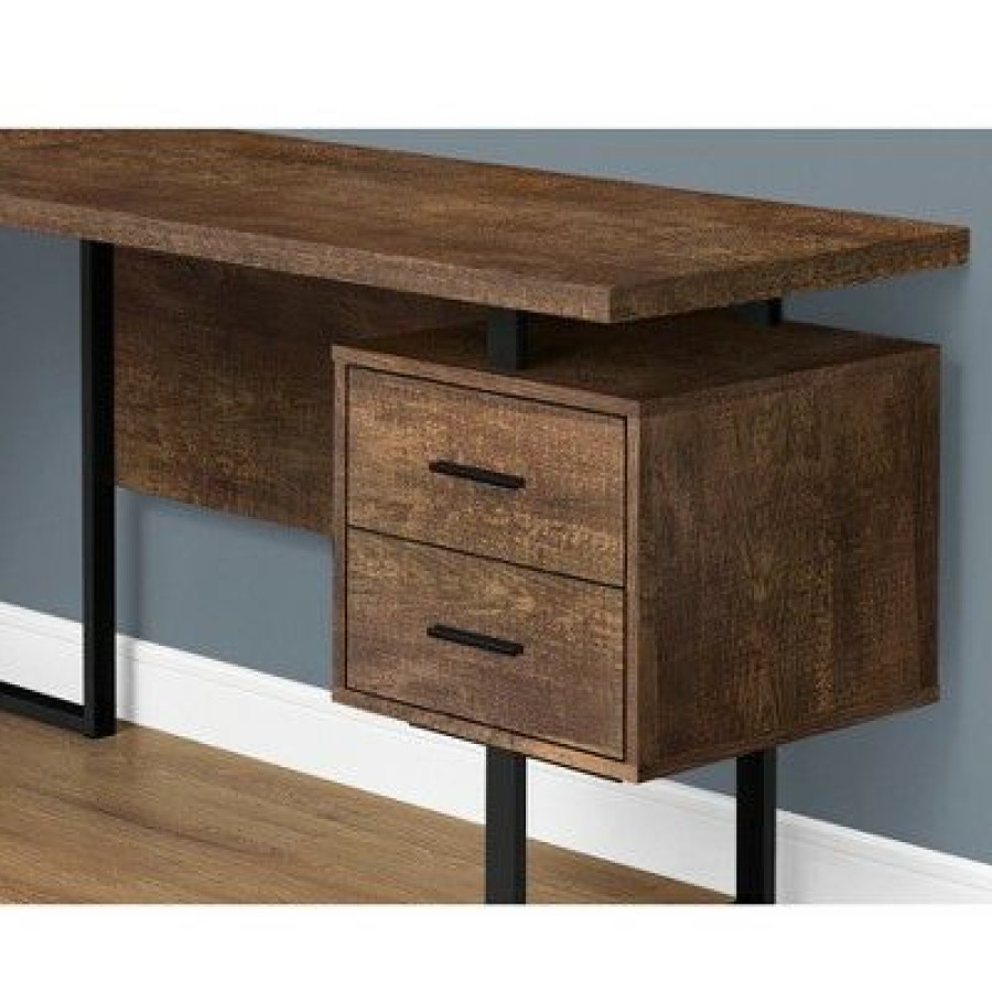 Executive Desks * | Monarch Specialties Left Or Right Facing L Shaped 70-Inch Modern Home Office Corner Computer Study Writing Desk With Drawers Brown