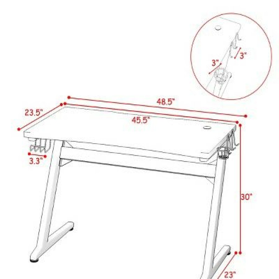 Computer Desks * | Costway Gaming Desk Computer Studio Desk Pc Table Z Shape Gamer Workstation W/Mousepad