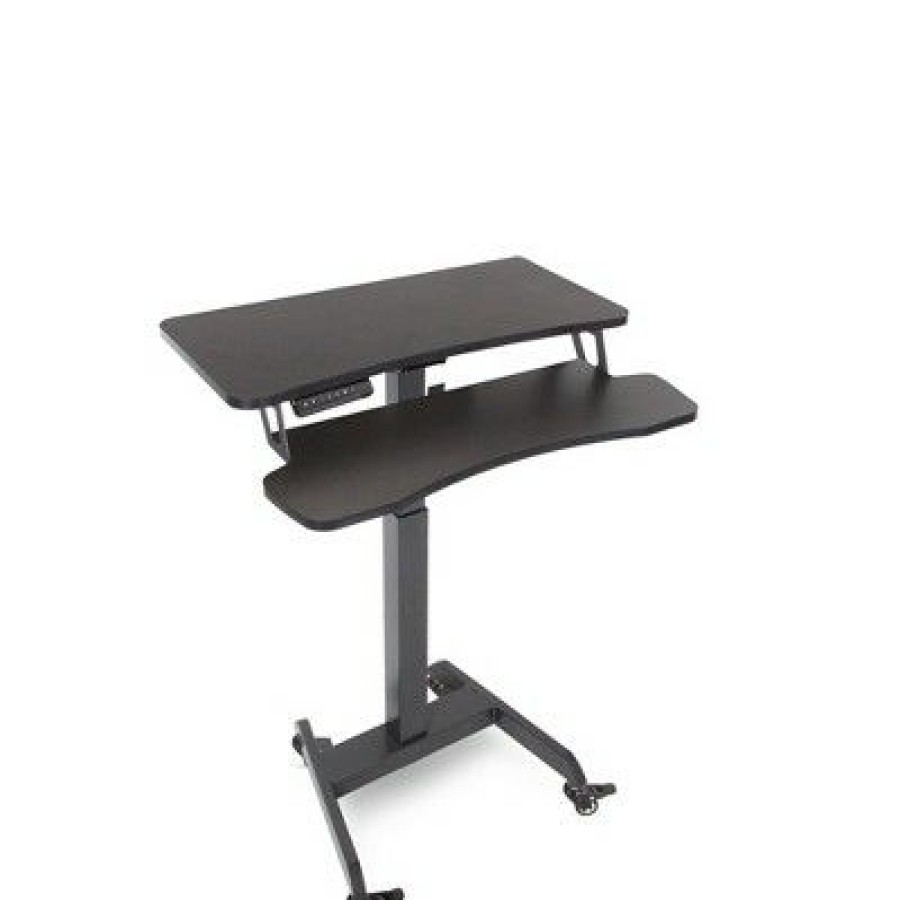 Computer Desks * | Cruizer Premier Electric Height Adjustable Mobile Podium With Keyboard Tray Black Stand Steady