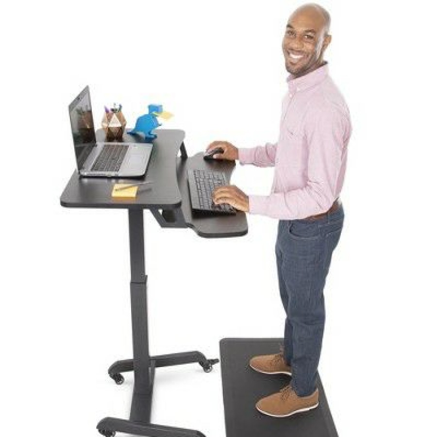 Computer Desks * | Cruizer Premier Electric Height Adjustable Mobile Podium With Keyboard Tray Black Stand Steady