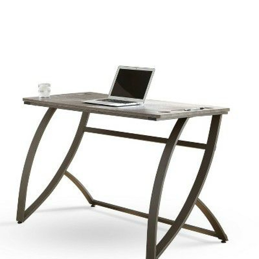 Executive Desks * | Steve Silver Co. Hatfield Metal Writing Desk Dark Heather - Steve Silver