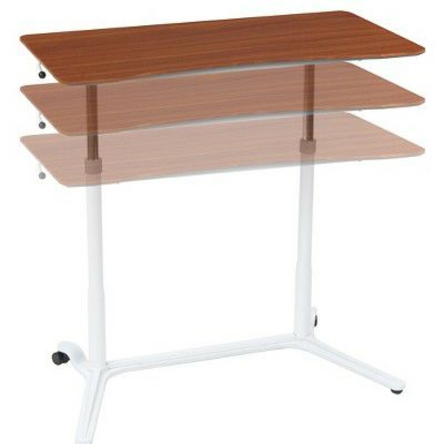 Executive Desks * | Element Sit-Stand Height Adjustable Desk White/Cherry Studio Designs